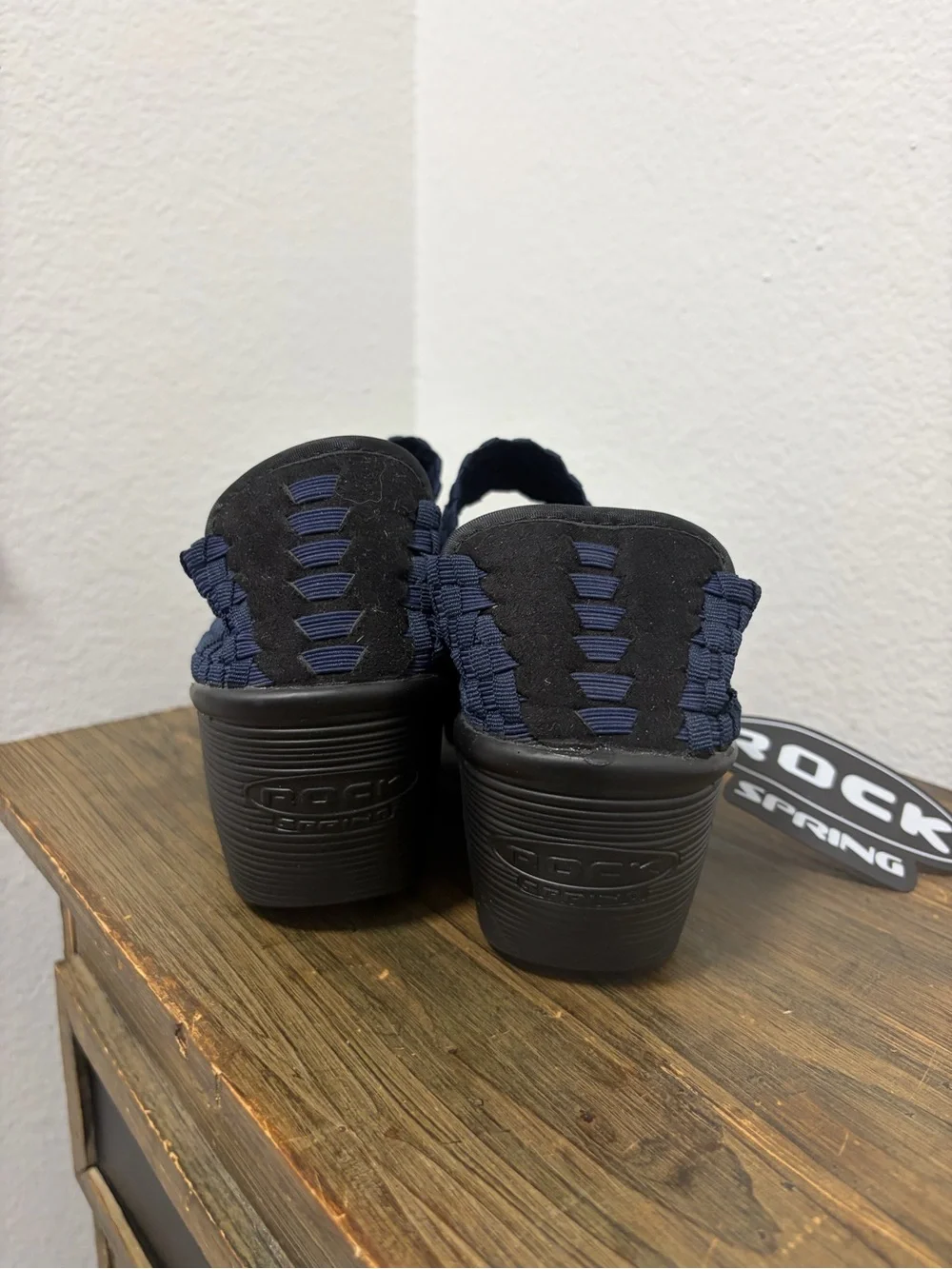 Rock Spring NWT Navy Blue Woven Mary Jane Wedge Sandals - Size 9
